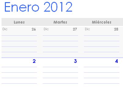 Descarga calendario 2012 en Excel - Oficientes