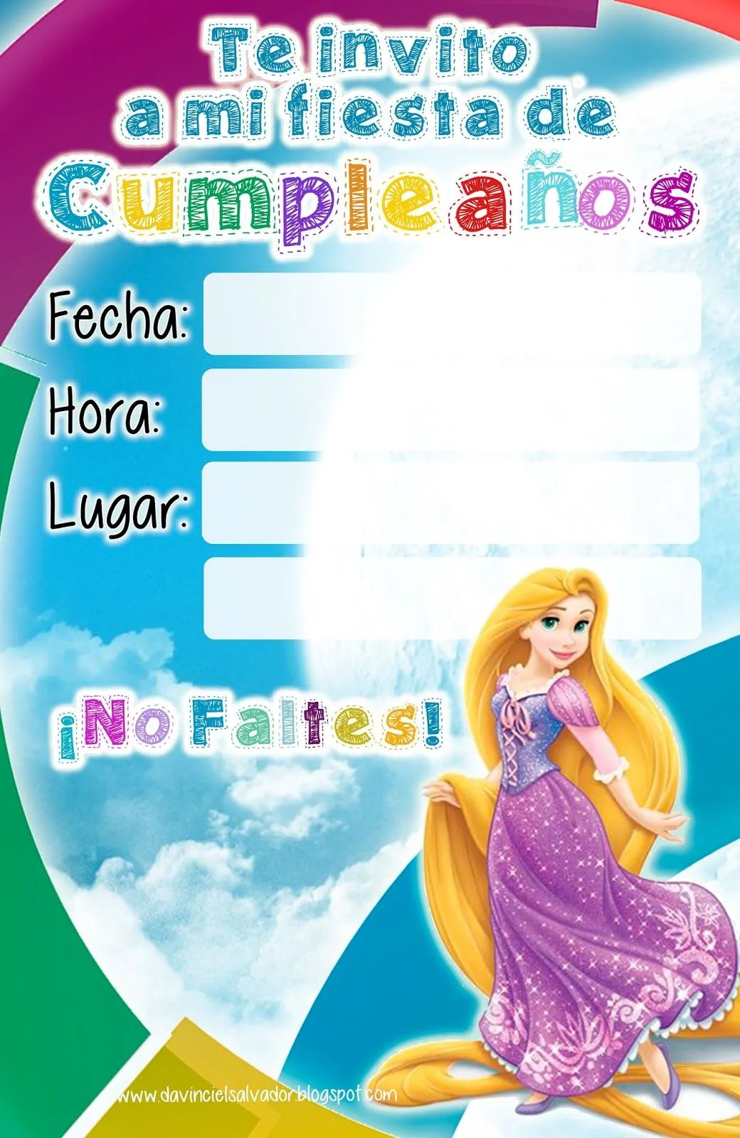 Descarga Gratis! Invitación de Cumpleaños Rapunzel de Enredados ...