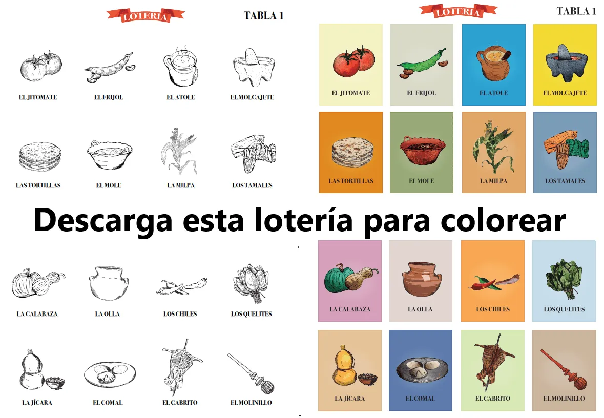 DESCARGA esta ¡Lotería para colorear! … (o ya coloreada). Tradicional juego  de mesa mexicano que a todos divierte – Cultura y Delicias Prehispánicas