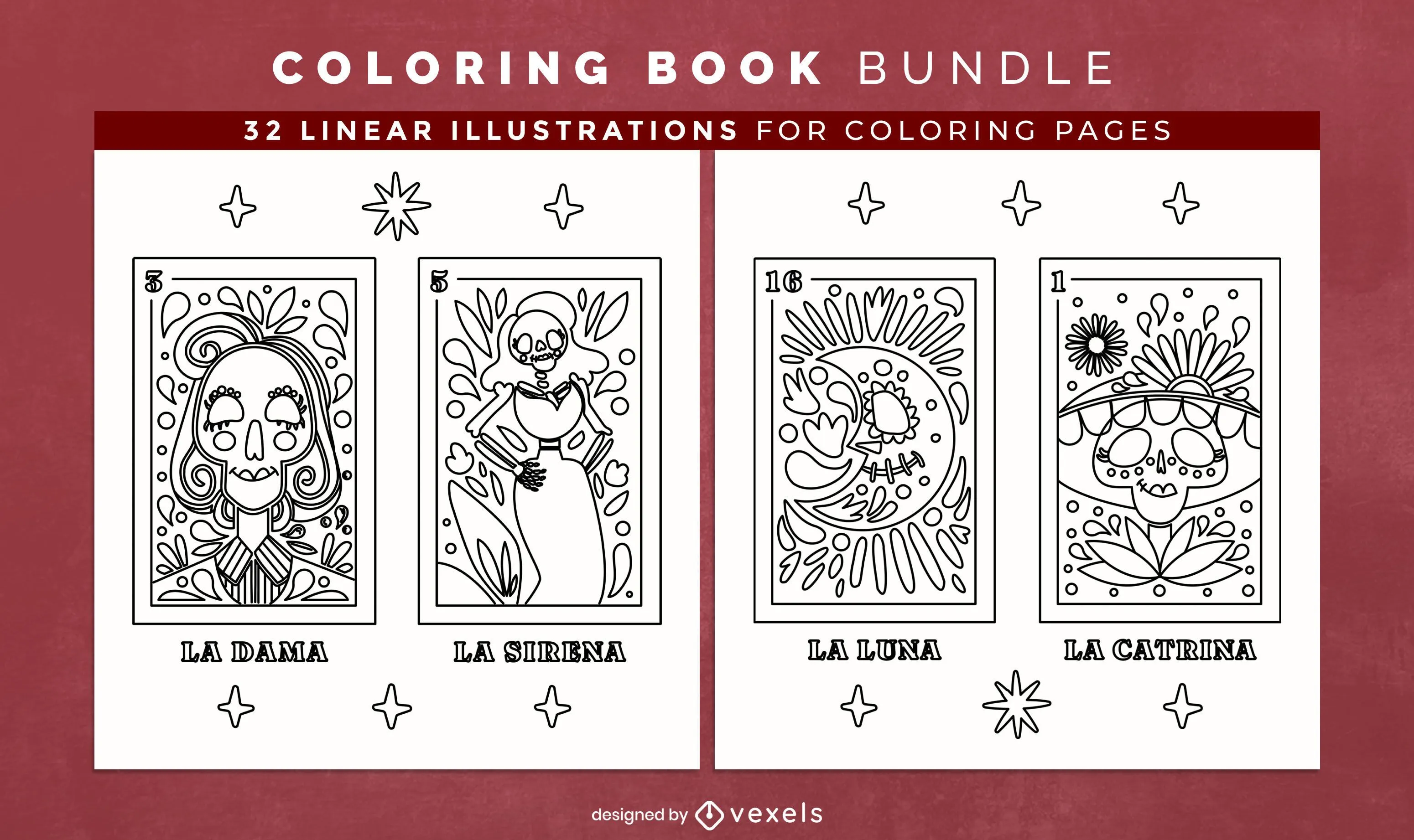 Descarga Vector De Día De Los Muertos Para Colorear Páginas De Diseño De  Libros