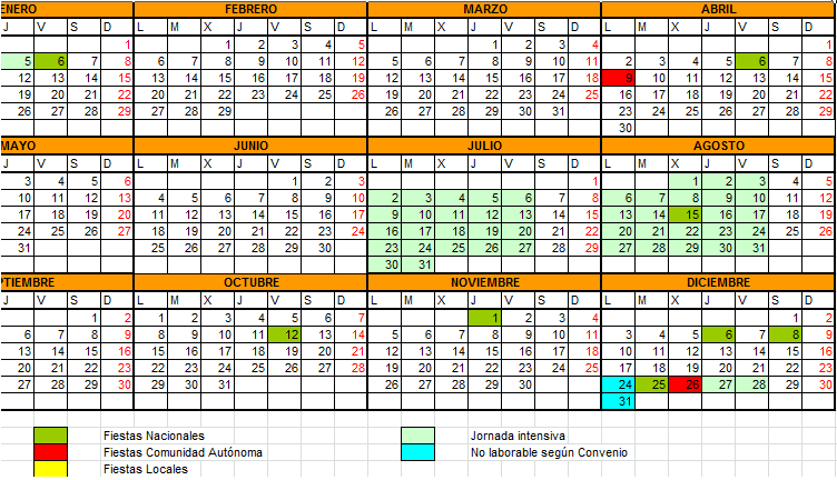 Descargar calendario laboral 2012 en excel