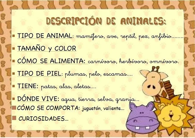 Descripción de animales en inglés - Imagui