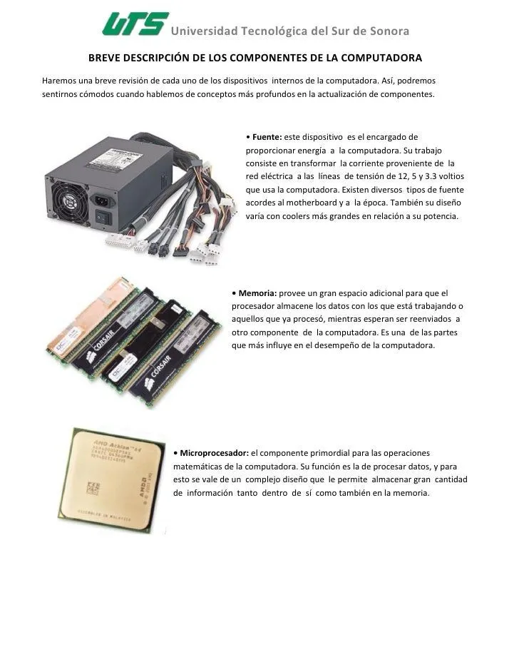 Descripcion Breve de los Componentes de la Computadora