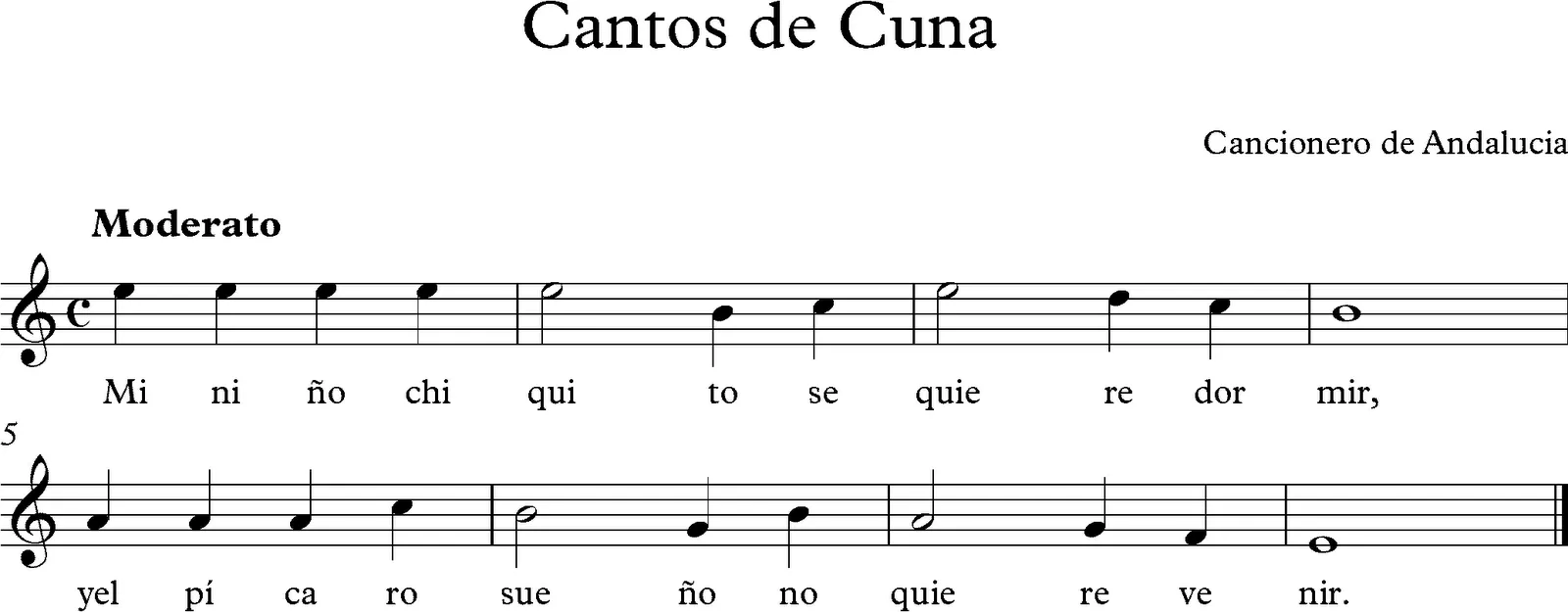 Descubriendo la Música. Partituras para Flauta Dulce : Canción de Cuna