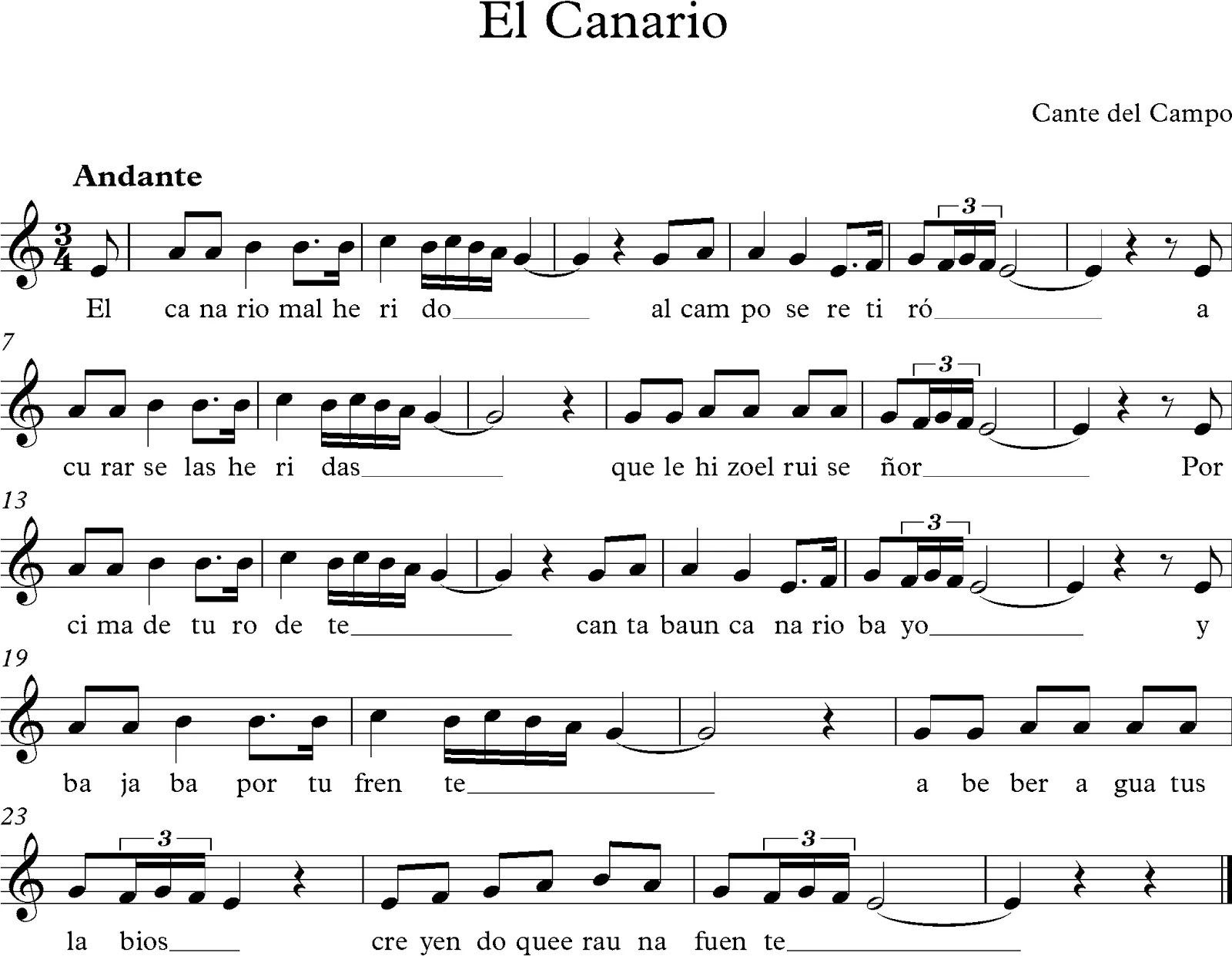 Descubriendo la Música. Partituras para Flauta Dulce : El Canario