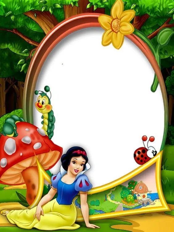 Desenho da Branca de Neve sentada, com animais ao redor. | Convite branca  de neve, Branca de neve, Fotos branca de neve