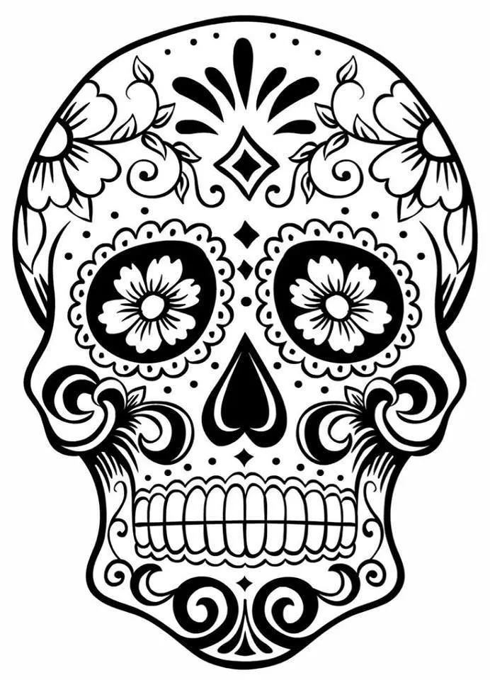 Desenho para colorir (692×960) | Mandalas de calaveras, Calaveras mexicanas para  colorear, Tatuajes de calaveras mexicanas