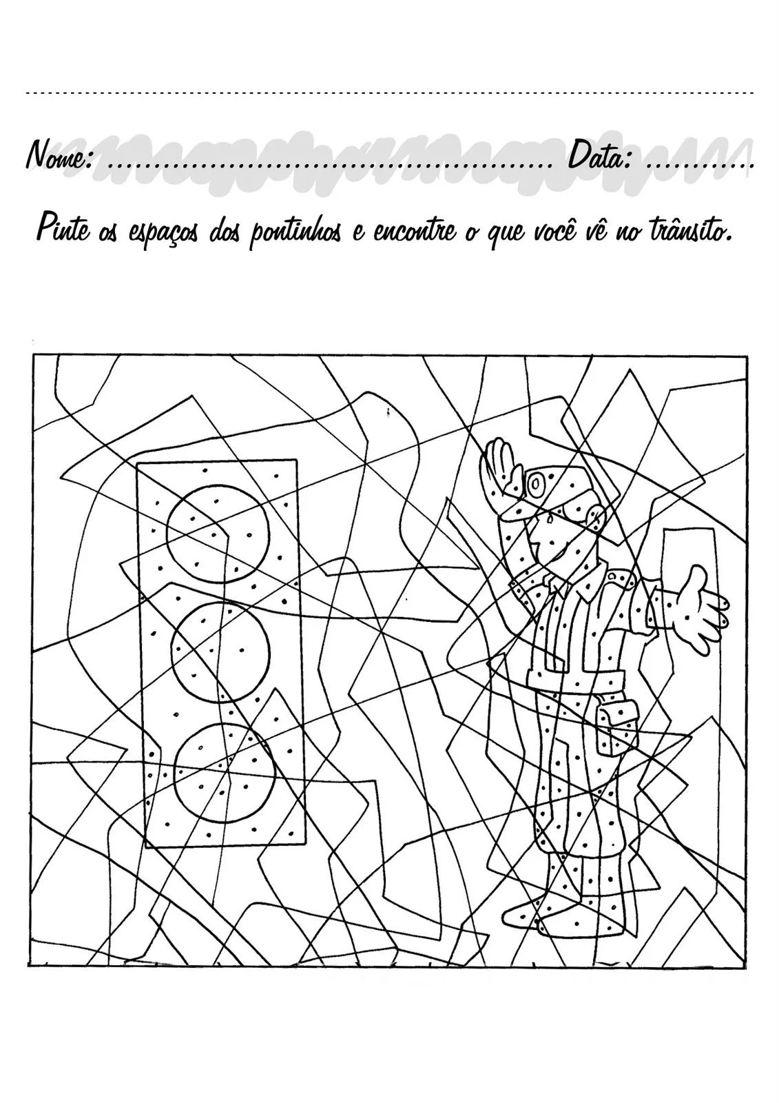 DESENHO EDUCATIVO COM SEMÁFORO E TRANSITO PARA COLORIR E IMPRIMIR ...