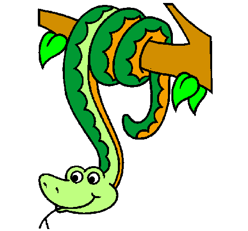 Desenho de Serpente pendurada numa árvore pintado e colorido por ...