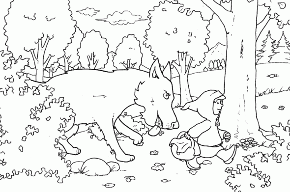 Desenhos da Chapeuzinho Vermelho para Colorir