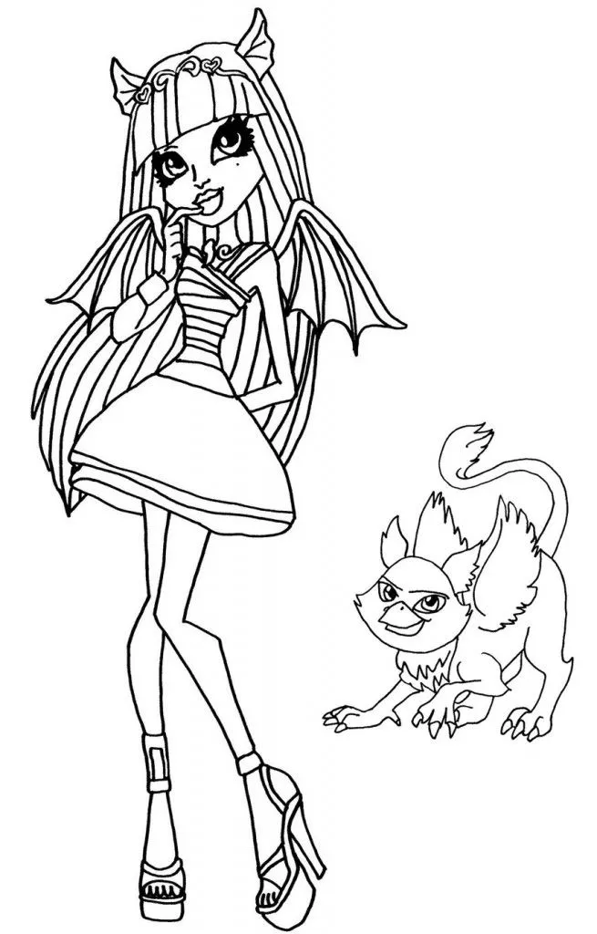 Desenhos para colorir de Monster High: Rochelle Goyle e a sua gárgula