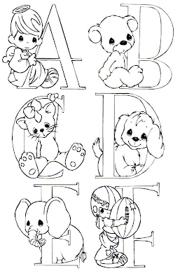 Desenhos para Colorir: Precious moments - O alfabeto (