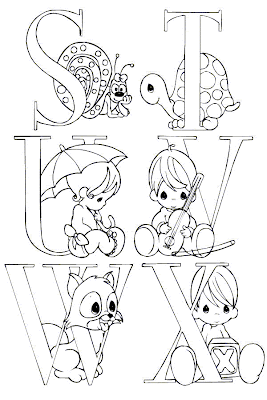 Desenhos para Colorir: Precious moments - O alfabeto (
