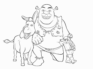 DESENHOS para COLORIR: Shrek, o burro e o gato das botas