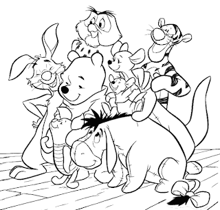 desenhos para imprimir e colorir: Pooh e os amigos