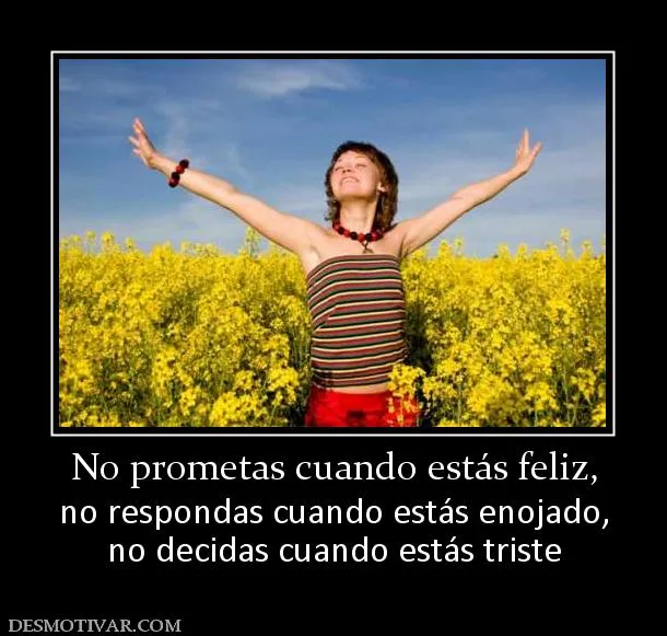 Desmotivaciones No prometas cuando estás feliz, no respondas ...