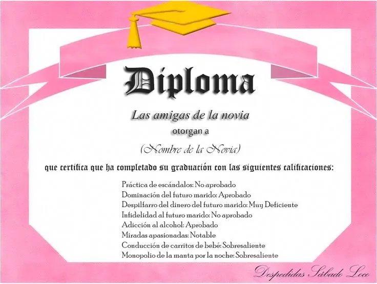 Diploma despedida soltera | DESPEDIDA SOLTERA | Pinterest