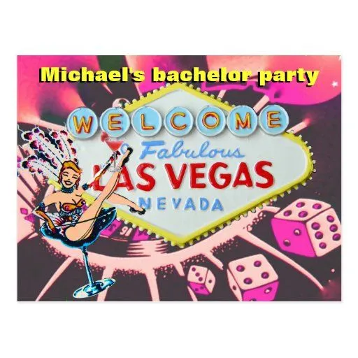 La despedida de soltero Las Vegas invita Tarjetas Postales de Zazzle.