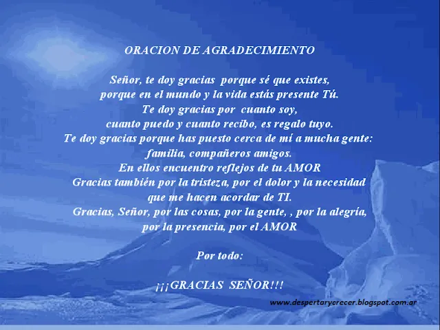 Despertar y Crecer": Oración de Agradecimiento