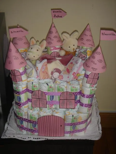 Tarta de pañales castillo princesa - Imagui