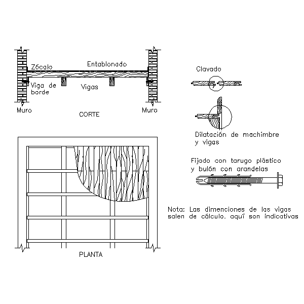 Detalles Constructivos en Autocad de entrepisos de madera, CAD y/o ...