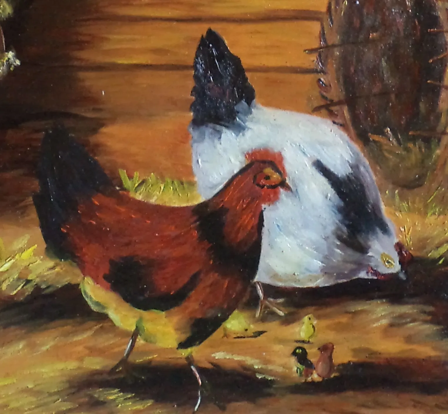 Mis Detalles Especiales: Cuadro Oleo Gallinas de 30 * 50 cms