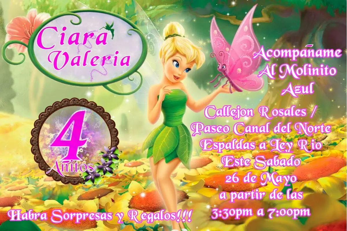 Invitación de Tinkerbell gratis - Imagui