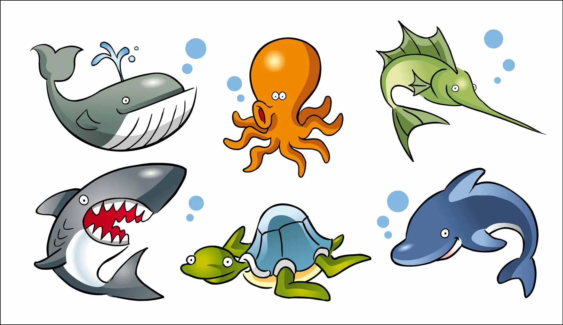 Caricaturas de animales marinos EPS by GianFerdinand on DeviantArt