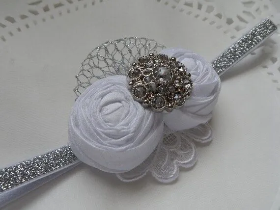 Diadema de bautizo / bautismo diadema / flor por RossyAccesorios