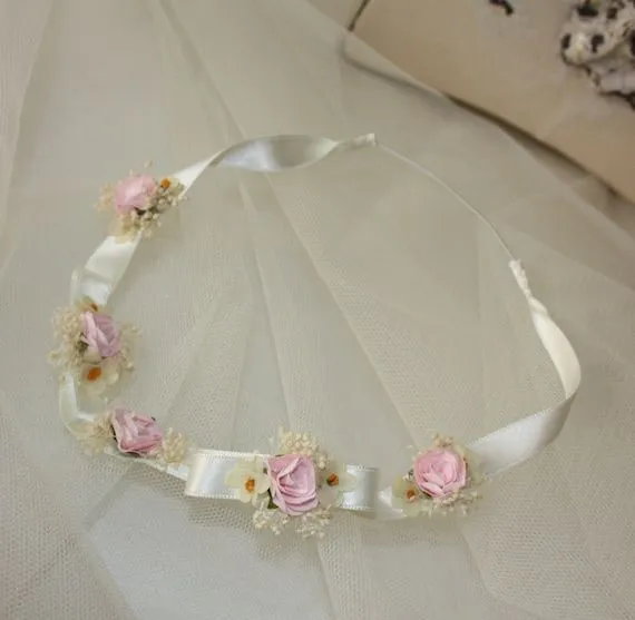 Diadema de lazos y flores diadema para bautizo diadema por NinusBCN