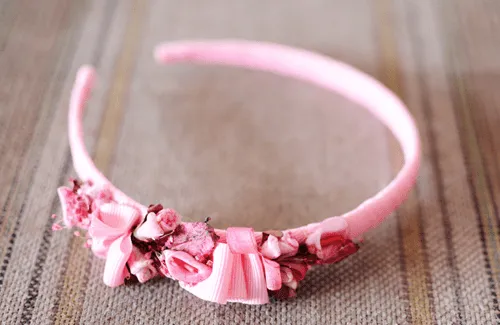 Diadema Niña Rosa Palo – Flores en el Pelo