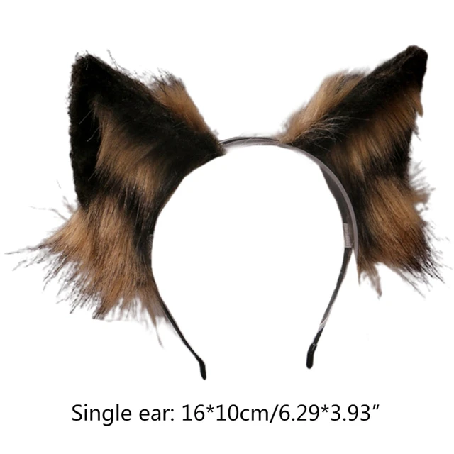 Diadema De Piel Sintética Con Orejas De Lobo, Diadema De Pelo De Animal  Peludo Realista, Disfraz De Cosplay - Accesorios Para La Cabeza - AliExpress