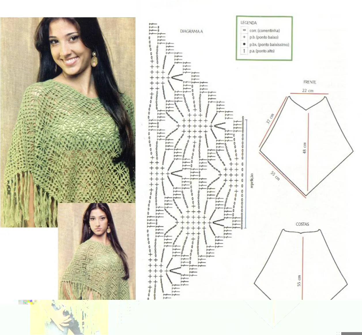 Diagramas ponchos a crochet - Imagui