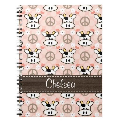 Diario del cuaderno espiral de la vaca del amor de de Zazzle.