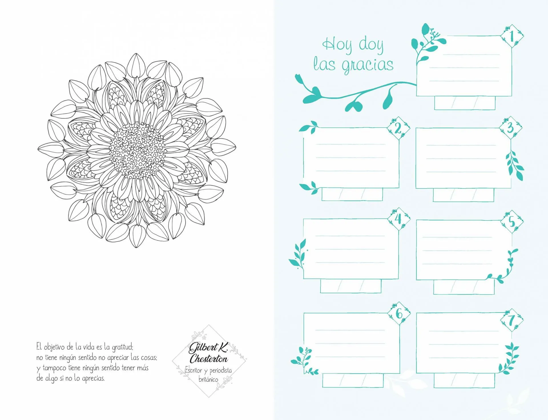 DIARIO DE GRATITUD Y MANDALAS PARA COLOREAR