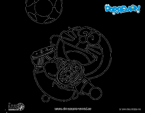 Dibuix de Doraemon futbolista per Pintar on-line - Dibuixos.cat