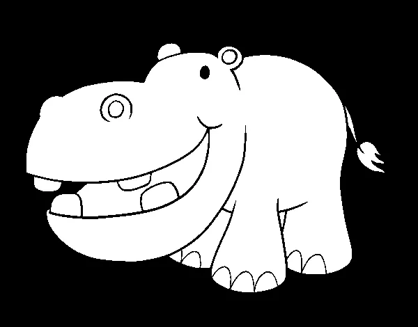 Dibuix de Hipopòtam petit per Pintar on-line - Dibuixos.cat