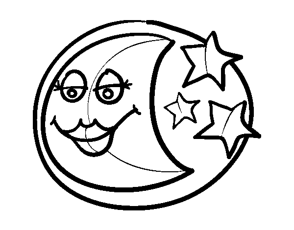 Dibuix de Lluna minvant per Pintar on-line - Dibuixos.cat