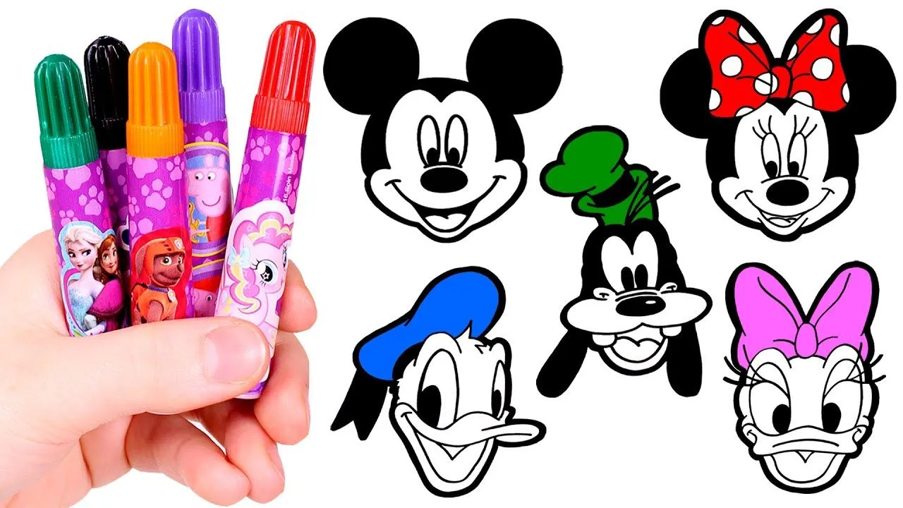 Dibuja y colorea a MICKEY MOUSE con sus AMIGOS 