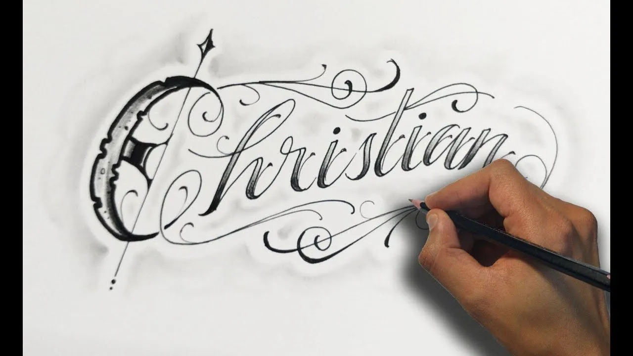 Dibujando letras Chicanas Christian ✍️ / Drawing lettering- Nosfe Ink  Tattoo - YouTube