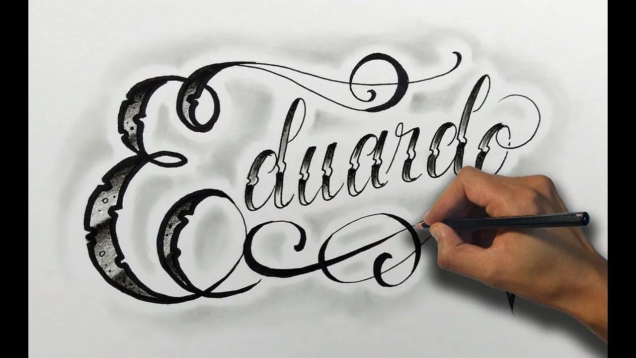 Dibujando Letras Chicanas Eduardo / Lettering tattoo- Nosfe Ink Tattoo-  Nosfe Ink dibujos tatuajes - YouTube