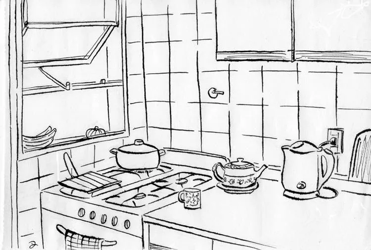 Dibujando en todas partes Drawing everywhere: Mi Cocina / My Kitchen