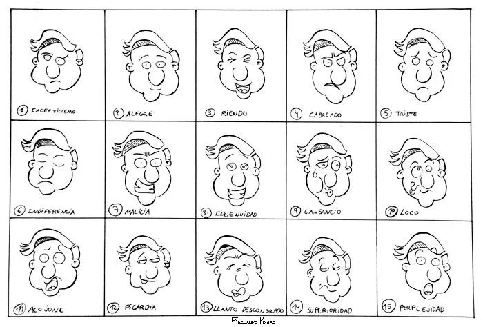 Expresiones de la cara en caricatura - Imagui