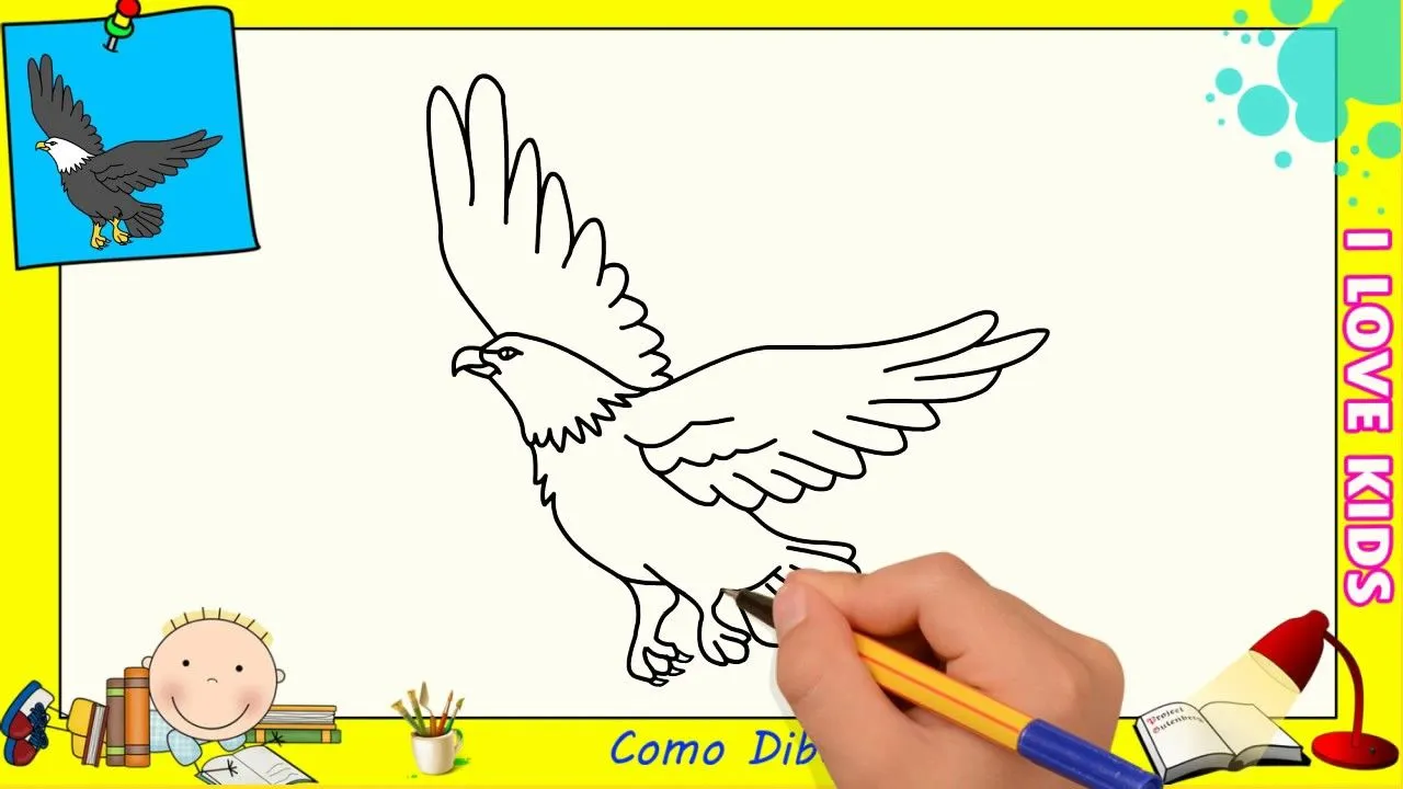 Como dibujar un aguila FACIL paso a paso para niños y principiantes 5 - YouTube