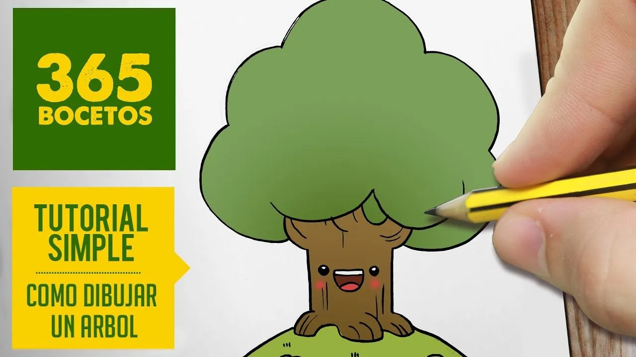 COMO DIBUJAR UN ARBOL KAWAII PASO A PASO - Dibujos kawaii faciles - How to  draw a tree - YouTube