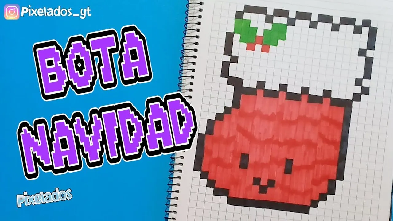 COMO DIBUJAR BOTA DE NAVIDAD PIXEL ART - PIXELADOS - YouTube