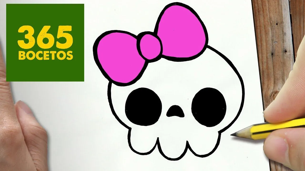 COMO DIBUJAR CALAVERA KAWAII PASO A PASO - Dibujos kawaii faciles - How to  draw a Skull - YouTube