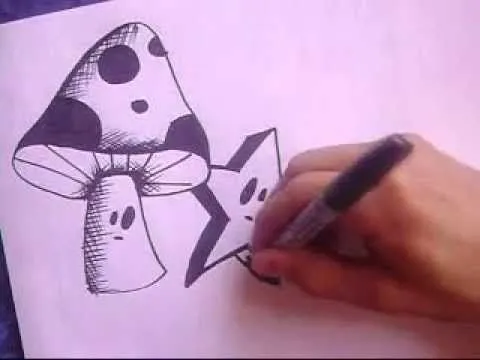 como dibujar un caracter graffiti paso a paso hongo y estrella ...