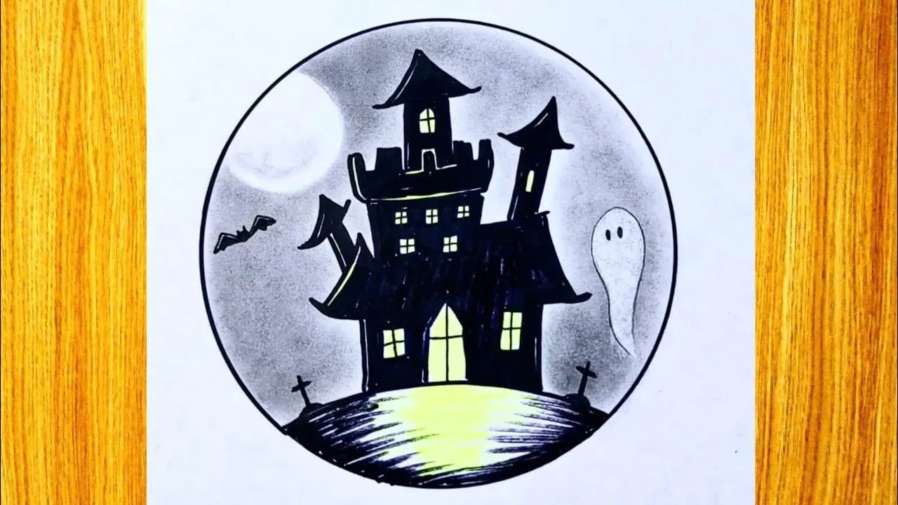 Cómo dibujar un castillo embrujado / Dibujo simple para Halloween - YouTube