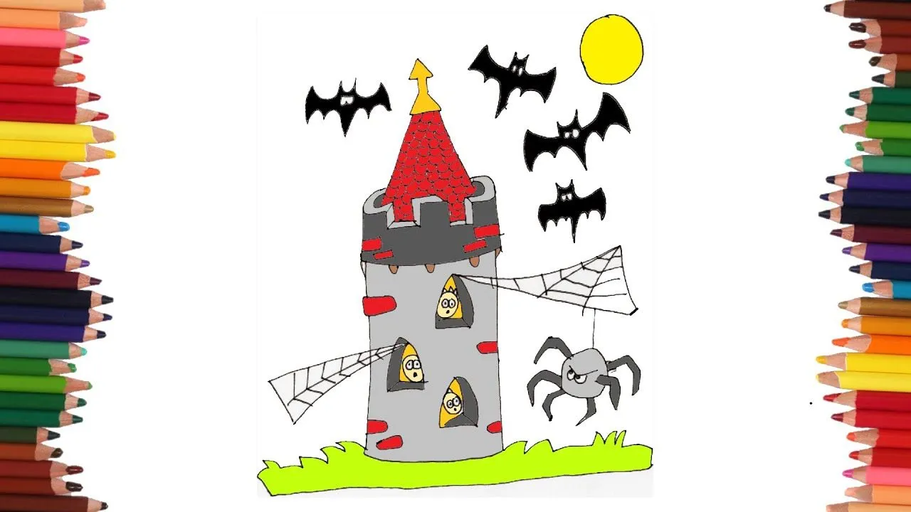 Como dibujar UN CASTILLO EMBRUJADO PARA HALLOWEEN paso a paso y MUY  FACILMENTE - YouTube